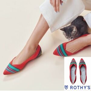 Rothy’s The Point Merino Collection Blaze Ribbon Stripe Flats Shoes 9.5